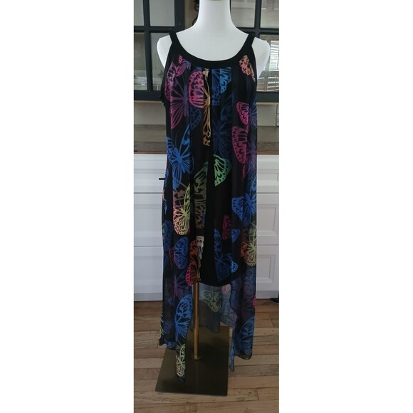 Women's Large Sheer Butterfly Long Dress Boho Lady Beachy Flowy Lightweight Fun - Picture 3 of 16